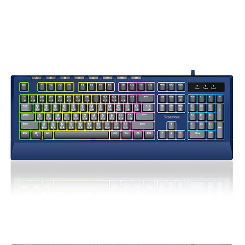 Esense K3670BU 混彩發光電競鍵盤(藍)
